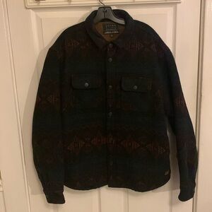 JACHS NEW YORK Men’s Wool Blend Patterned Shirt Jacket Black XXL